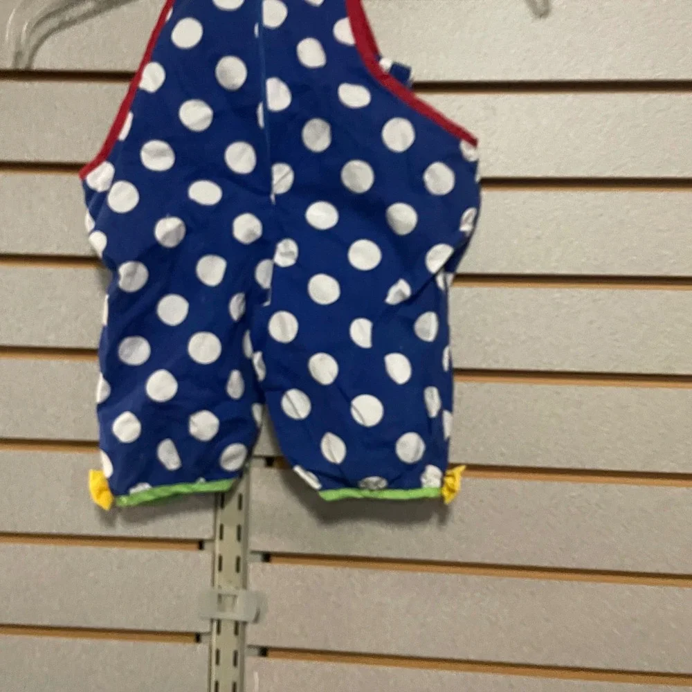 Vintage Clown Inspired Baby Romper Blue Polka Dot Costume 3-6 Months RN 70466‎